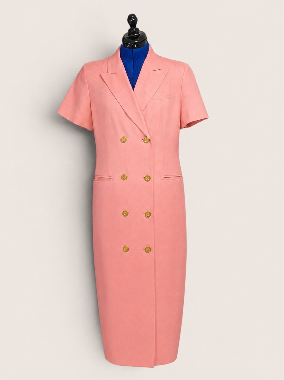 Harvé Benard Coral Pink Tailored Double Breasted Dress with Satin Lining